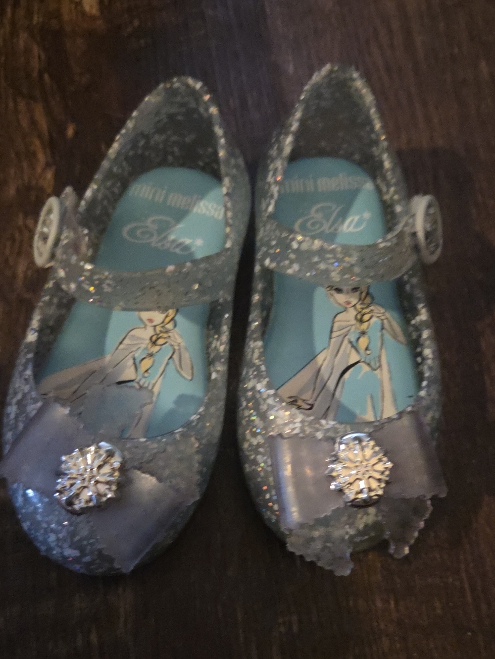 Mini Melissa Elsa Glitter Jelly Mary Janes - Silver Glitter